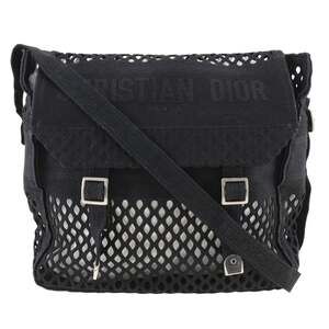 CHRISTIAN DIOR Black Canvas Messenger Shoulder Bag